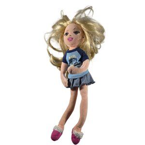 Girlz University Plush Doll happy hilary poseable Blonde Hair Blue Denim Skirt